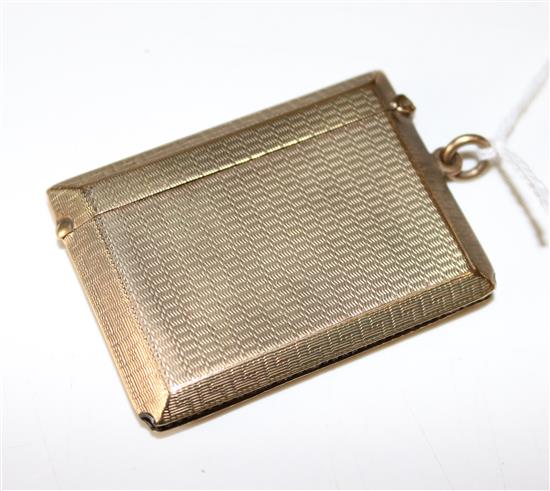 A 9ct gold engine-turned vesta case